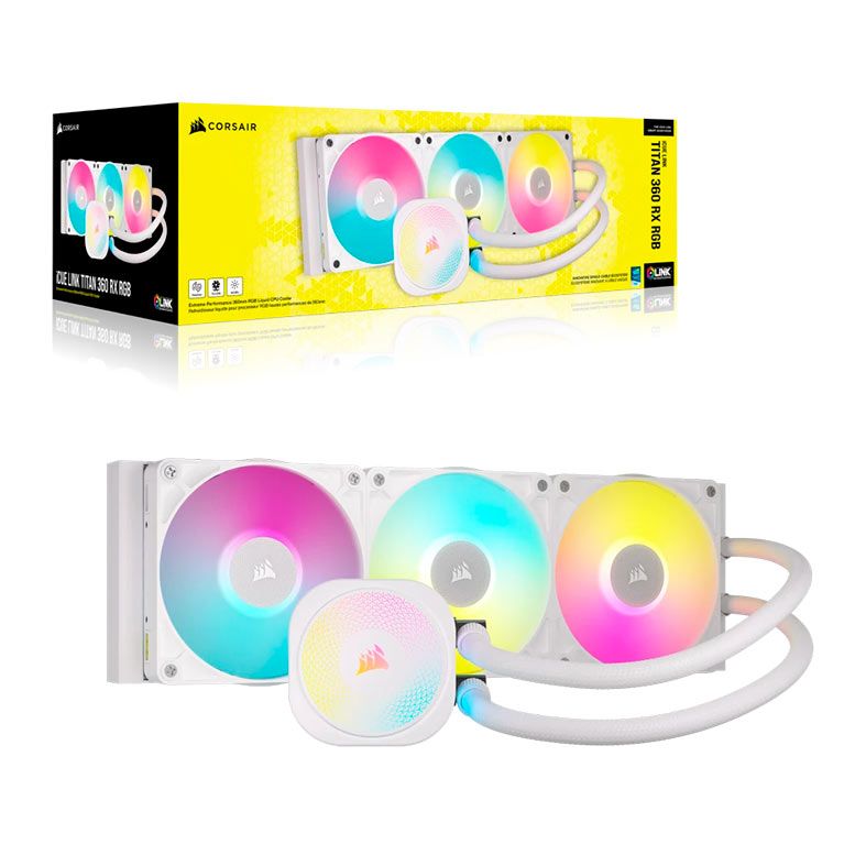 Water Cooler Corsair Icue Link Titan 360 RX AIO, RGB, 360mm, Branco, CW-9061021-WW