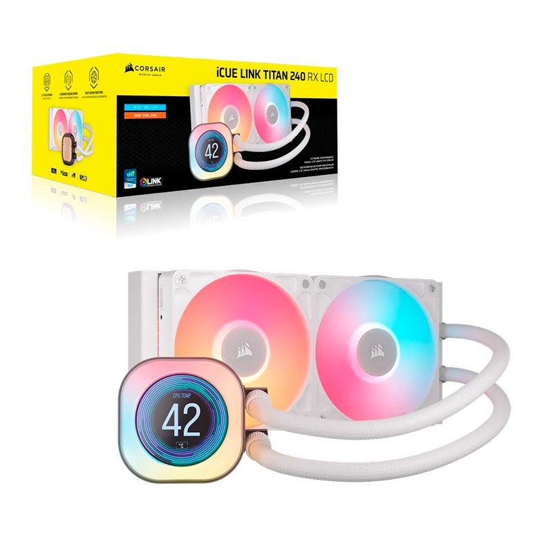 Water Cooler Corsair Icue Link Titan 240 RX, RGB, 240mm, Branco, CW-9061025-WW