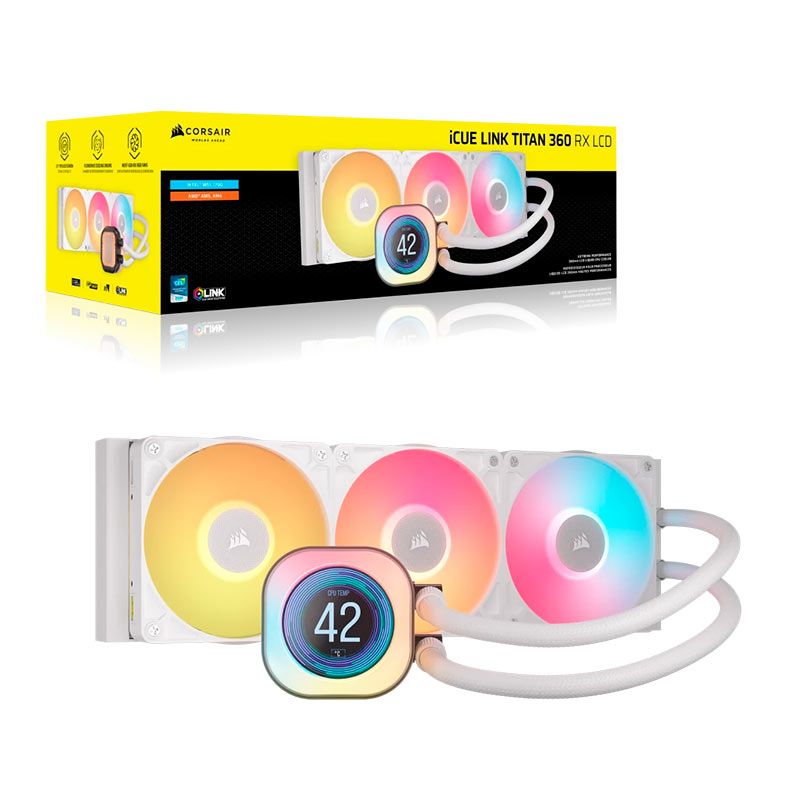 Water Cooler Corsair Icue Link Titan 360 RX, RGB, 360mm, Branco