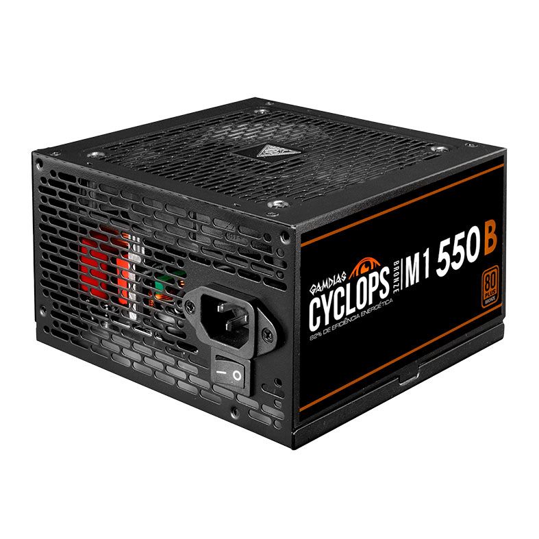 Fonte Gamdias Cyclops M1-550B, 550W, 80 Plus Bronze, Preto, CYCLOPS-M1-550B