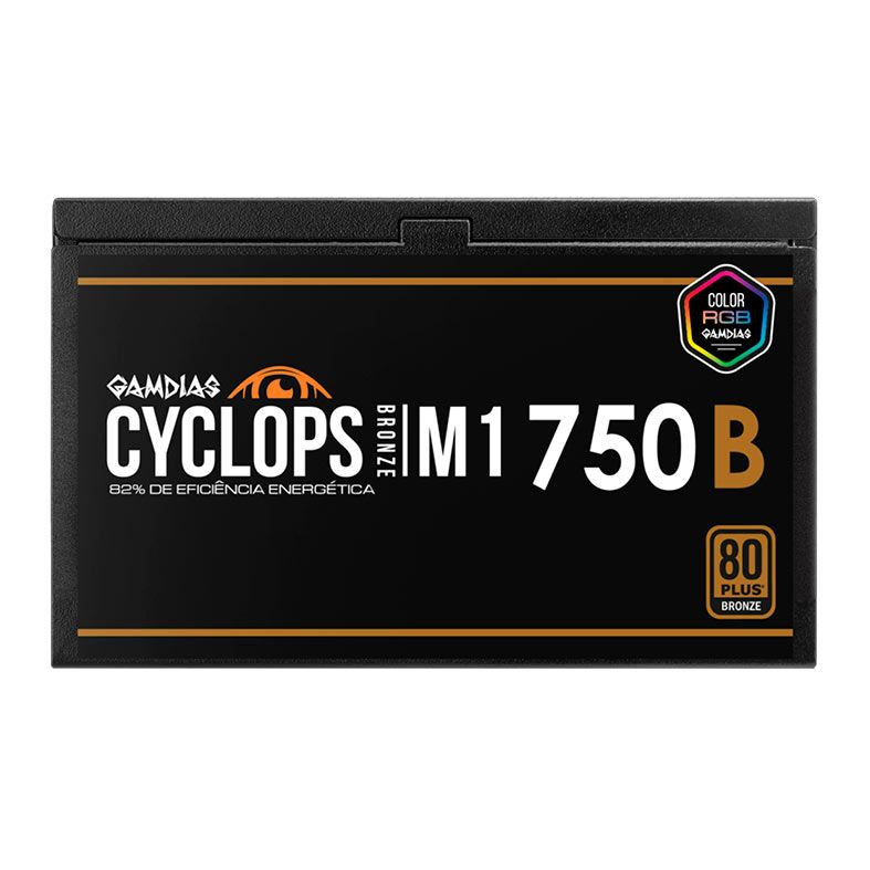 Fonte Gamdias Cyclops M1-750B, ARGB, 750W, 80 Plus Bronze, Preto, CYCLOPS-M1-750B-ARGB