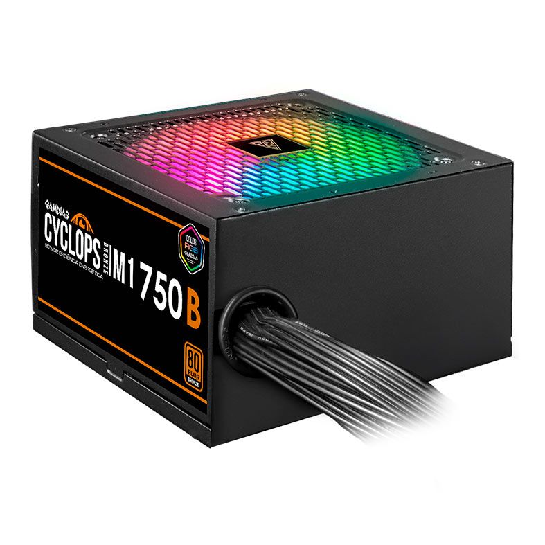 Fonte Gamdias Cyclops M1-750B, ARGB, 750W, 80 Plus Bronze, Preto, CYCLOPS-M1-750B-ARGB
