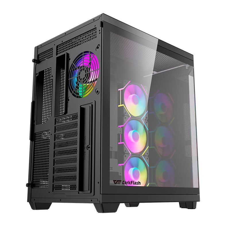 Gabinete Gamer Aigo Darkflash DQX80, ARGB, Mid-Tower, Lateral de Vidro, Com 4 Fans, Preto, DC-DQX80-B-ES1