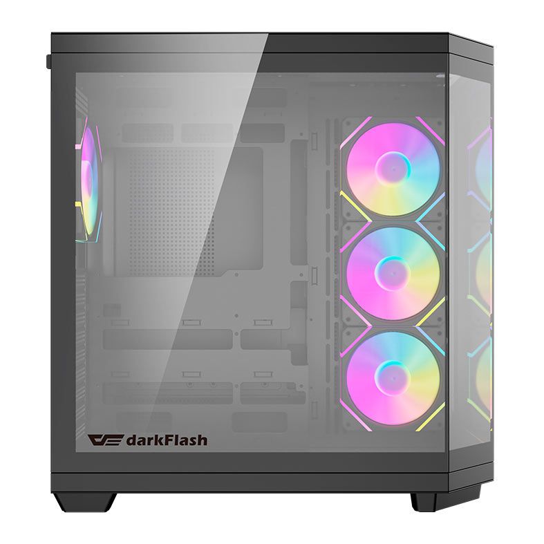 Gabinete Gamer Aigo Darkflash DQX80, ARGB, Mid-Tower, Lateral de Vidro, Com 4 Fans, Preto, DC-DQX80-B-ES1