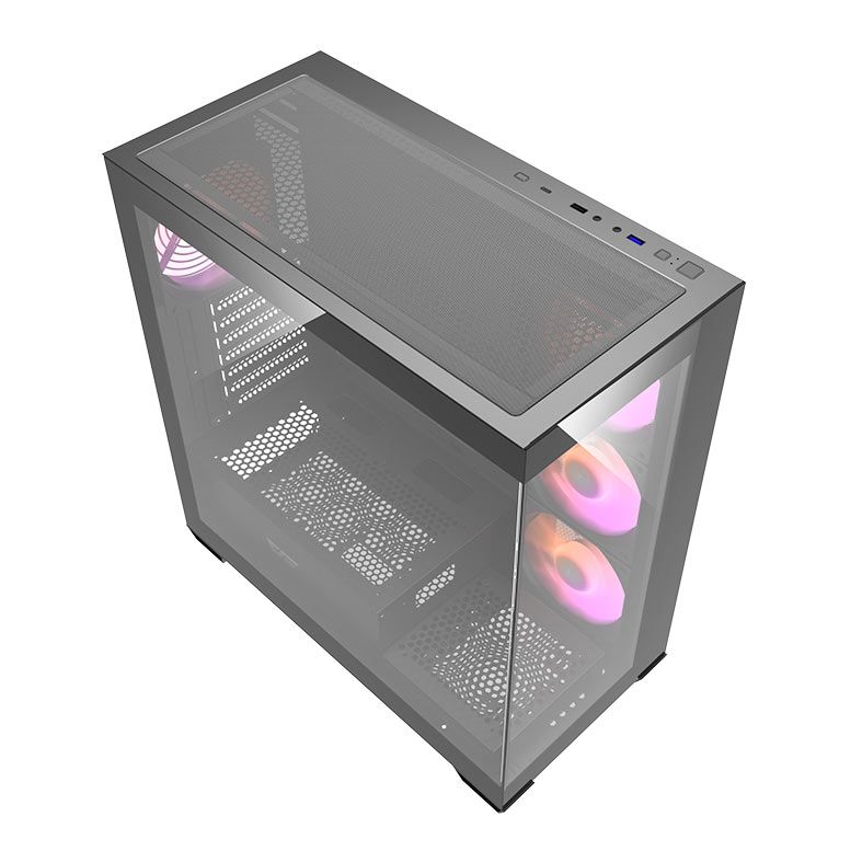 Gabinete Gamer Aigo Darkflash DS900, Mid-Tower, Lateral de Vidro, Com Suporte VGA, Com 4 Fans, ARGB, Preto, DC-DS900-B-ES1