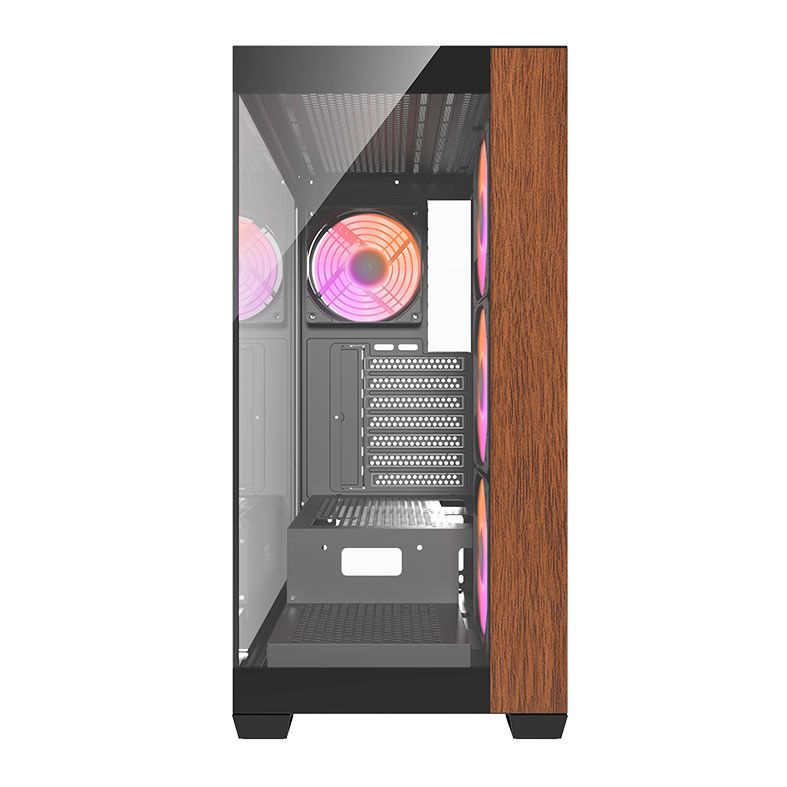 Gabinete Gamer Aigo Darkflash DS900WDE, Mid-Tower, Lateral de Vidro, Com 4 Fans, ARGB, Preto, DC-DS900-WOOD-B-ES1