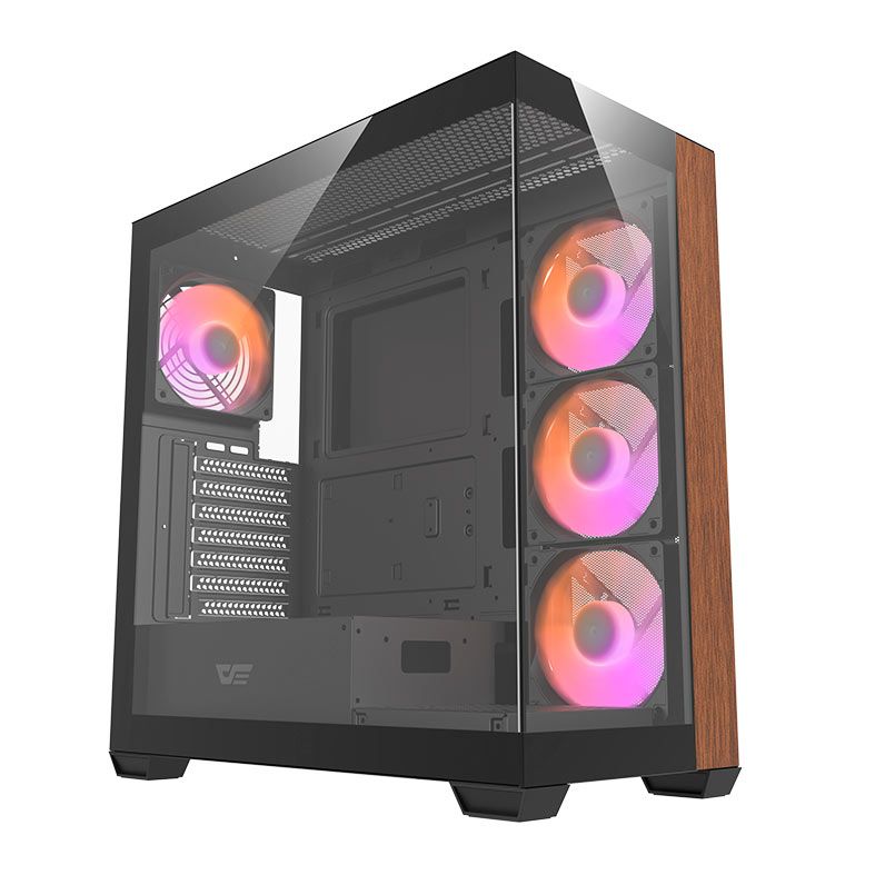 Gabinete Gamer Aigo Darkflash DS900WDE, Mid-Tower, Lateral de Vidro, Com 4 Fans, ARGB, Preto, DC-DS900-WOOD-B-ES1