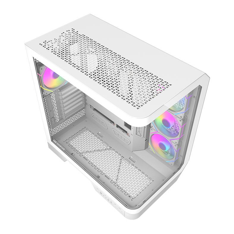 Gabinete Gamer Aigo Darkflash Arcee DY570, ARGB, Full-Tower, Lateral de Vidro, Com 4 Fans, Branco, DC-DY570-W-ES1