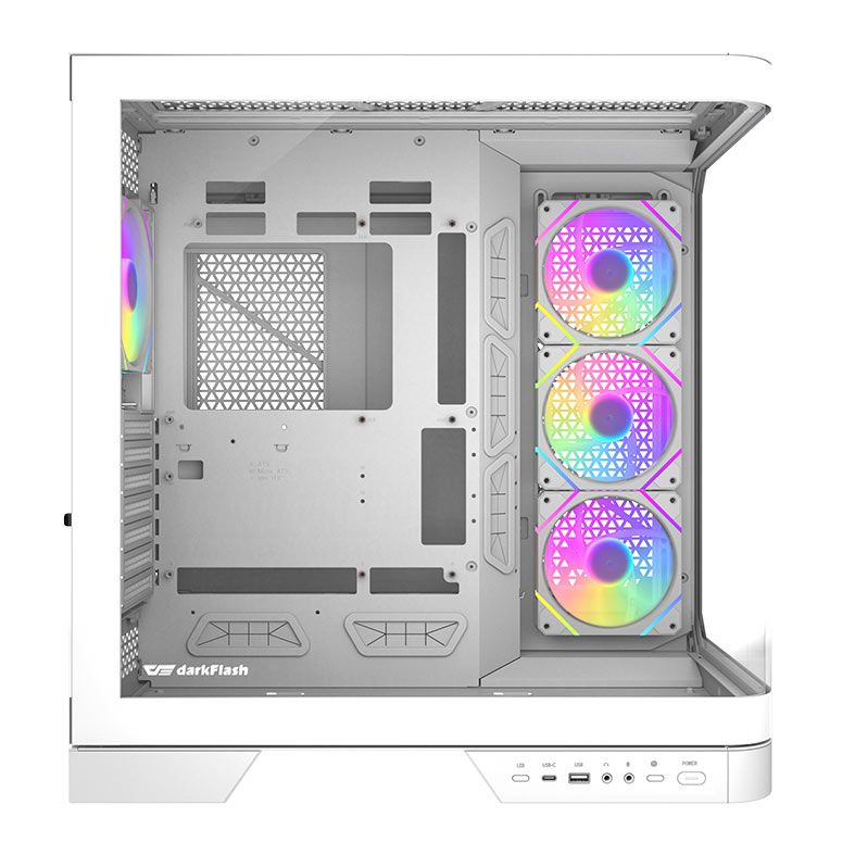 Gabinete Gamer Aigo Darkflash Arcee DY570, ARGB, Full-Tower, Lateral de Vidro, Com 4 Fans, Branco, DC-DY570-W-ES1