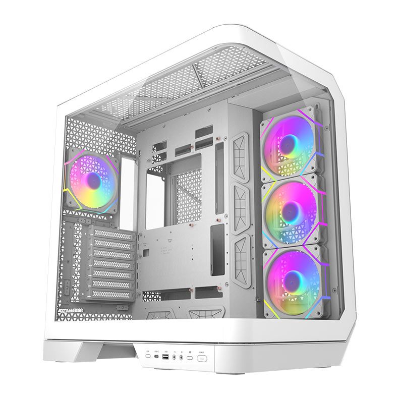 Gabinete Gamer Aigo Darkflash Arcee DY570, ARGB, Full-Tower, Lateral de Vidro, Com 4 Fans, Branco, DC-DY570-W-ES1