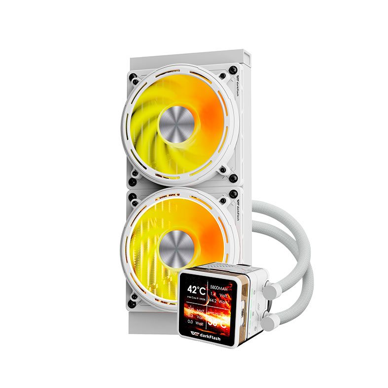 Water Cooler Aigo Darkflash DE240, ARGB, Display IPS 2.88 Pol, 240mm, Branco, DE-240-WH