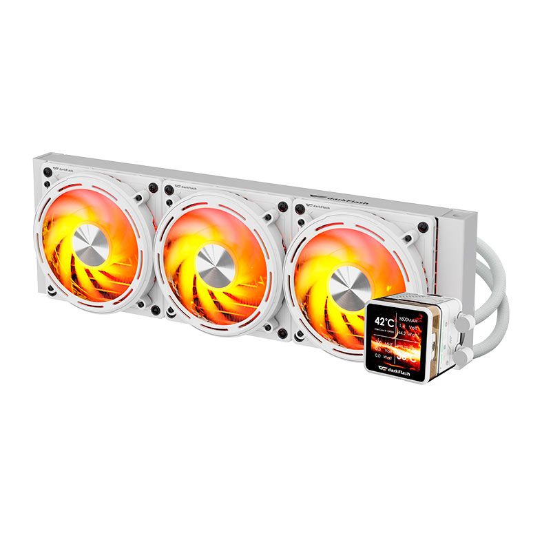 Water Cooler Aigo Darkflash DE360, ARGB, Display IPS 2.88 Pol, 360mm, Branco, DE-360-WH