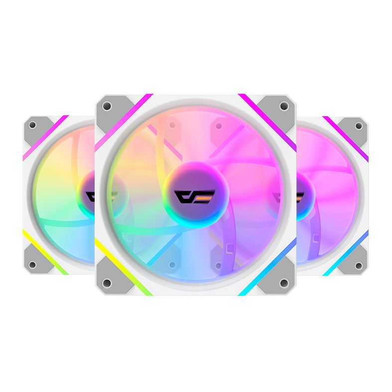 Kit Ventoinhas Aigo Darkflash DM12 F, ARGB, 3x120mm, Branco, DF-DM12F3IN1-W-PH1