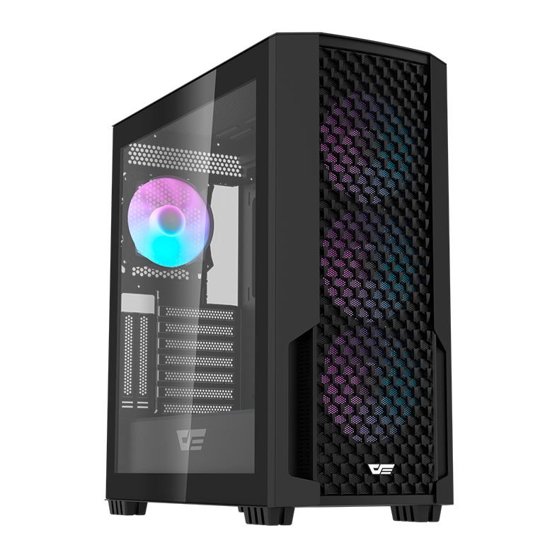 Gabinete Gamer Aigo Darkflash DF2100, RGB, Mid-Tower, Lateral De Vidro, Com 4 Fans, Preto, DF2100-BK