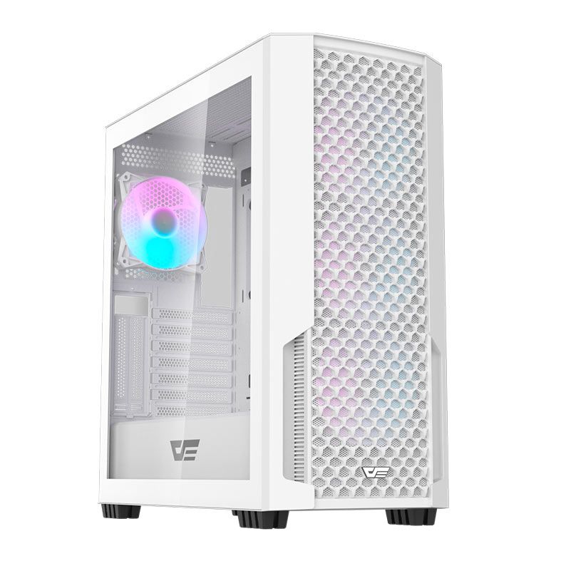 Gabinete Gamer Aigo Darkflash DF2100, RGB, Mid-Tower, Lateral De Vidro, Com 4 Fans, Branco, DF2100-WH