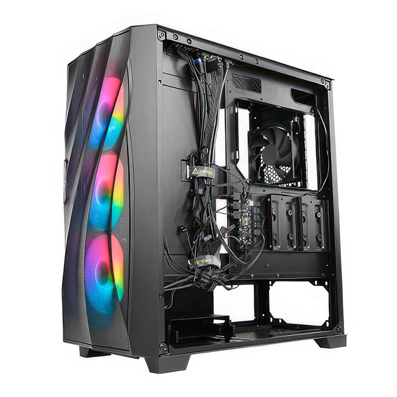 Gabinete gamer Antec DF700 Flux, Mid-Tower, Lateral de Vidro, Com 5 Fans, Preto, DF700-FLUX-BK