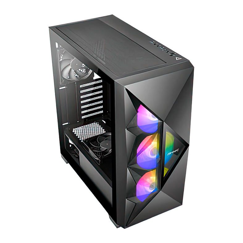 Gabinete Gamer Antec DF800 Flux, RGB, Mid-Tower, Lateral de vidro, Com 5 Fans, Preto, DF800-FLUX-BK