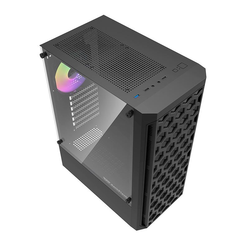 Gabinete Gamer Aigo DarkFlash DK300, Mid-Tower, Lateral de Vidro, Com 4 Fans, Preto, DK300-BK