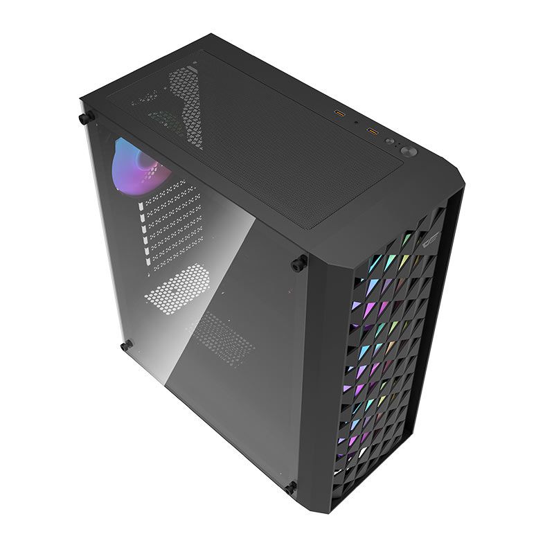 Gabinete Gamer Aigo DarkFlash DK351, RGB, Mid-Tower, Lateral de Vidro, Com 4 Fans, Preto, DK351-BK