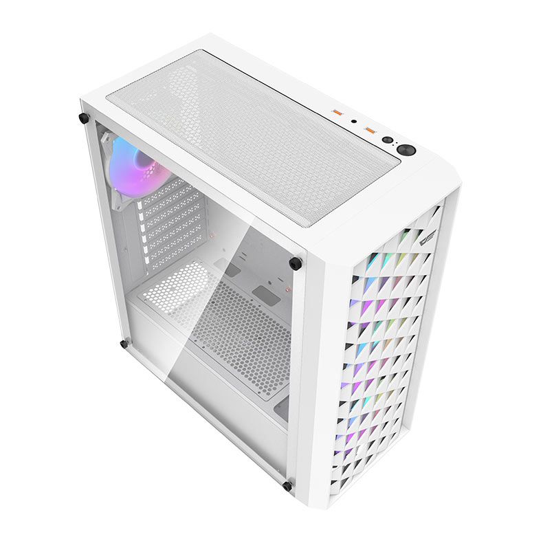 Gabinete Gamer Aigo Darkflash DK351, RGB, Mid-Tower, Lateral de Vidro, Com 4 Fans, Branco, DK351-WH