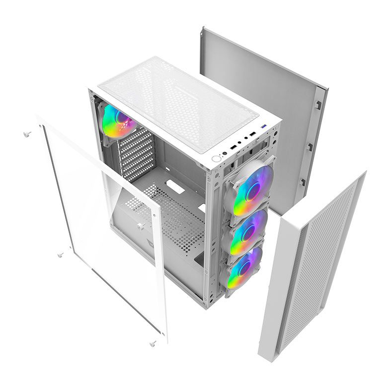 Gabinete Gamer Aigo Darkflash DK353, ARGB, Mid-Tower, Lateral de Vidro, Com 4 Fans, Branco, DK353-WH
