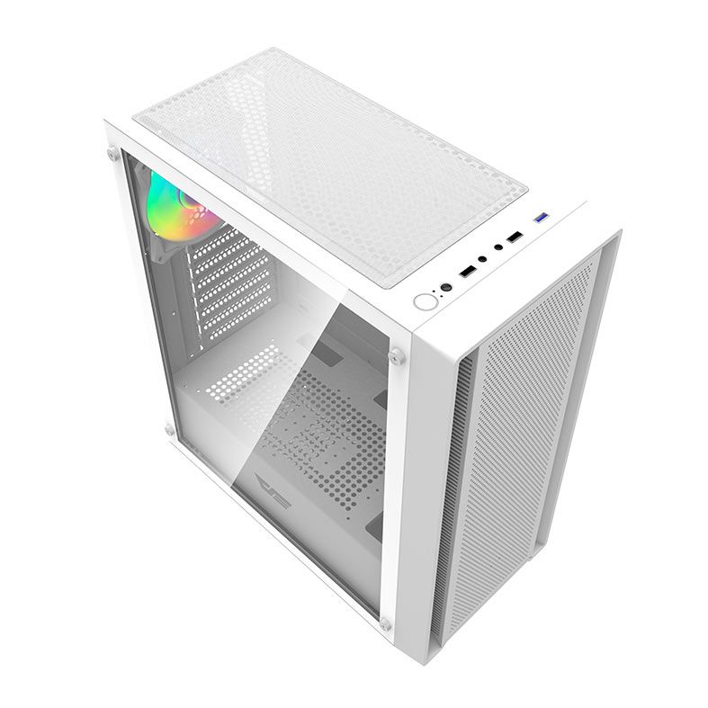 Gabinete Gamer Aigo Darkflash DK353, ARGB, Mid-Tower, Lateral de Vidro, Com 4 Fans, Branco, DK353-WH