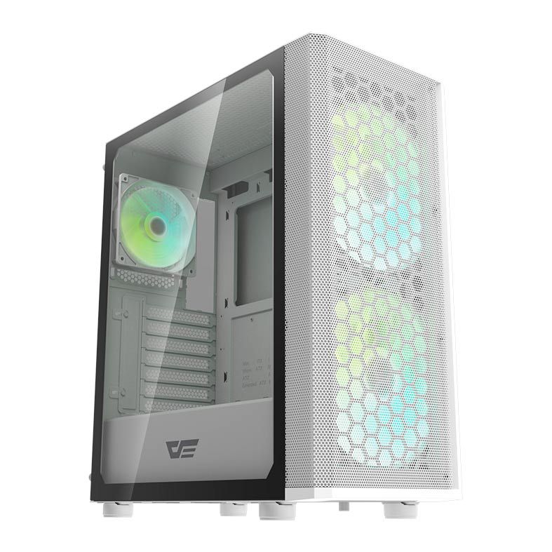 Gabinete Gamer Aigo Darkflash DK360 Mesh, Mid-Tower, Lateral De Vidro, Com 3 Fans, Branco, DK360WH-MESH-3F
