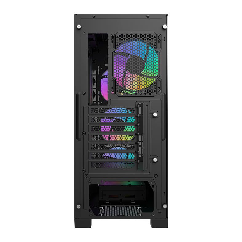 Gabinete Gamer Aigo Darkflash DK361, RGB,  Mid-Tower, Lateral De Vidro, Com 4 Fans, Preto, DK361-BK
