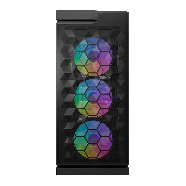 Gabinete Gamer Aigo Darkflash DK361, RGB,  Mid-Tower, Lateral De Vidro, Com 4 Fans, Preto, DK361-BK