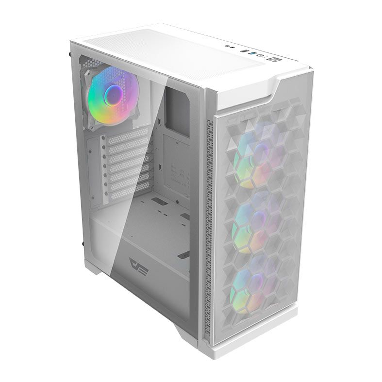 Gabinete Gamer Aigo Darkflash DK361, RGB, Mid-Tower, Lateral De Vidro, Com 4 Fans, Branco, DK361-WH