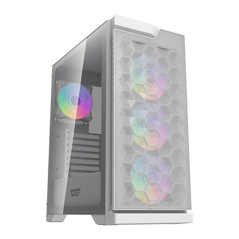Gabinete Gamer Aigo Darkflash DK361, RGB, Mid-Tower, Lateral De Vidro, Com 4 Fans, Branco, DK361-WH