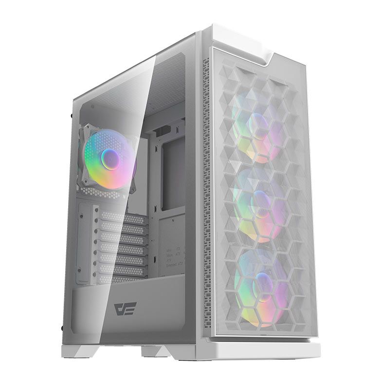 Gabinete Gamer Aigo Darkflash DK361, RGB, Mid-Tower, Lateral De Vidro, Com 4 Fans, Branco, DK361-WH