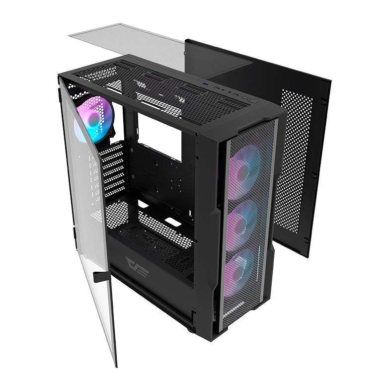 Gabinete Gamer Aigo Darkflash DK431 Mesh, Mid-Tower, Lateral De Vidro, Com 4 Fans, Preto, DK431-MESH-4F