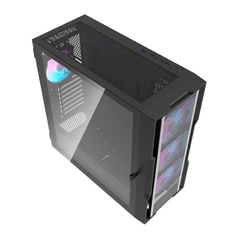 Gabinete Gamer Aigo Darkflash DK431 Mesh, Mid-Tower, Lateral De Vidro, Com 4 Fans, Preto, DK431-MESH-4F