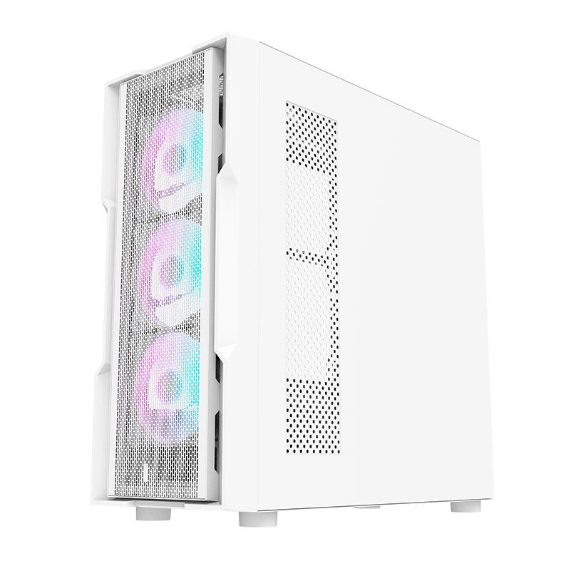 Gabinete Gamer Aigo Darkflash DK431 Mesh, RGB, Mid-Tower, Lateral De Vidro, Com 4 Fans, Branco, DK431MESH-WH