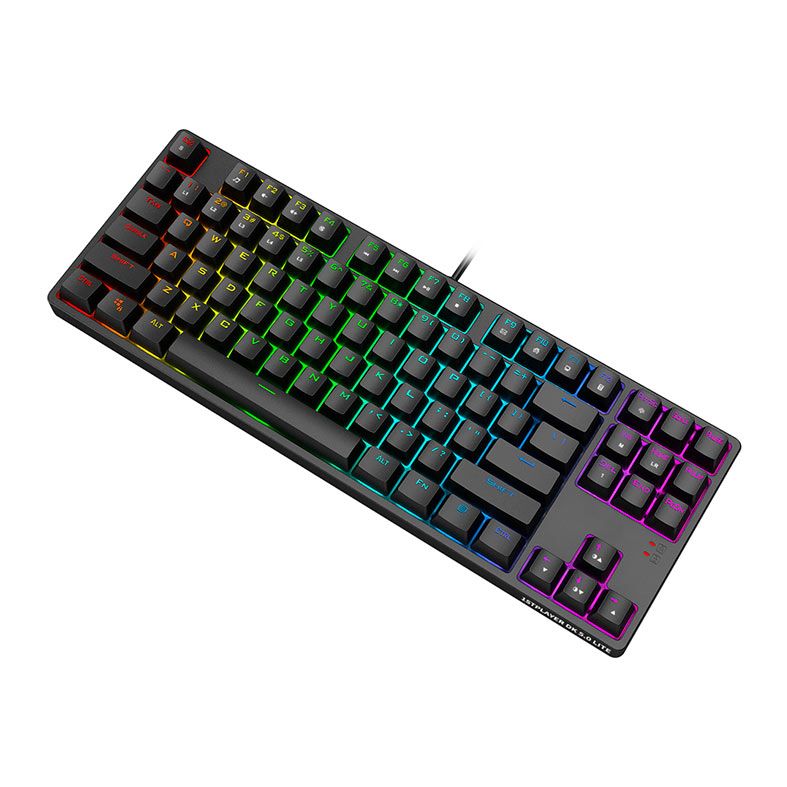 Teclado Mecanico Gamer 1STPlayer New Invader DK5.0 Lite II, RGB, Switch Azul, Preto, DK5-LITE