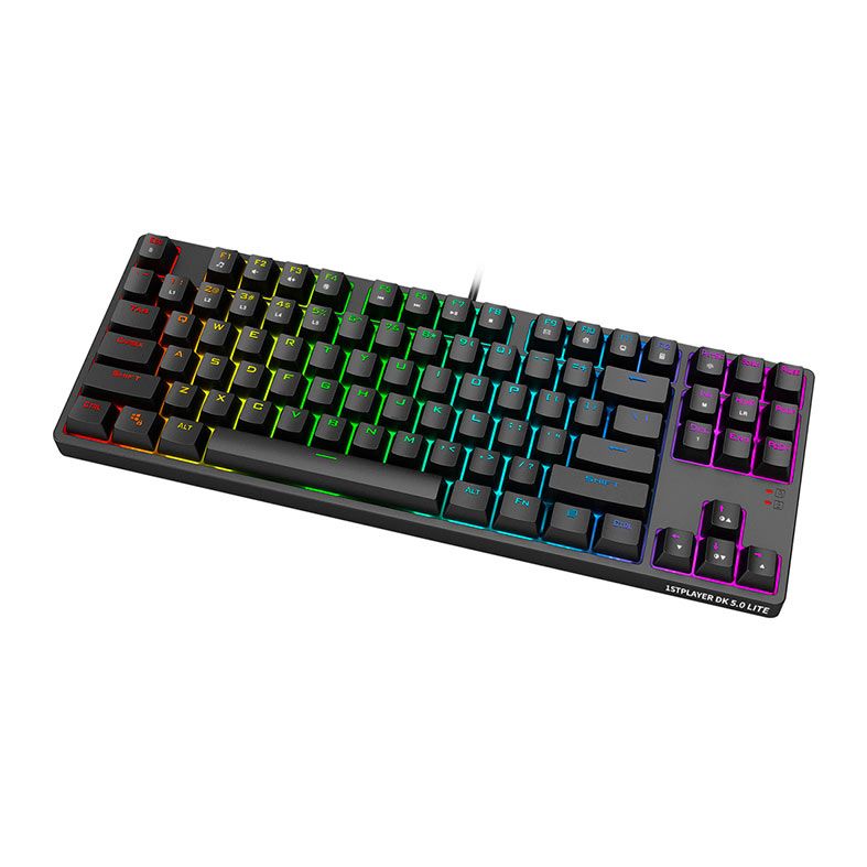 Teclado Mecanico Gamer 1STPlayer New Invader DK5.0 Lite II, RGB, Switch Azul, Preto, DK5-LITE