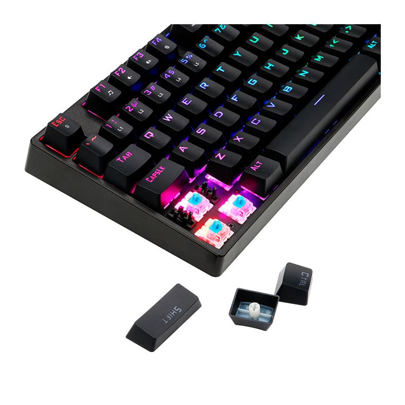 Teclado Mecanico Gamer 1STPlayer DK5.0 II, RGB, Switch Azul, Preto, DK5