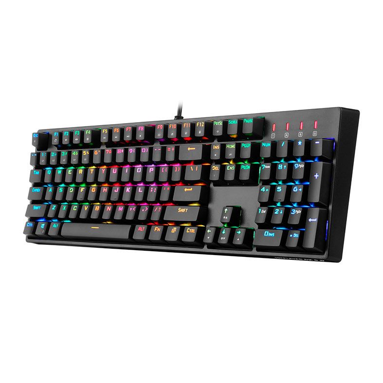 Teclado Mecanico Gamer 1STPlayer DK5.0 II, RGB, Switch Azul, Preto, DK5