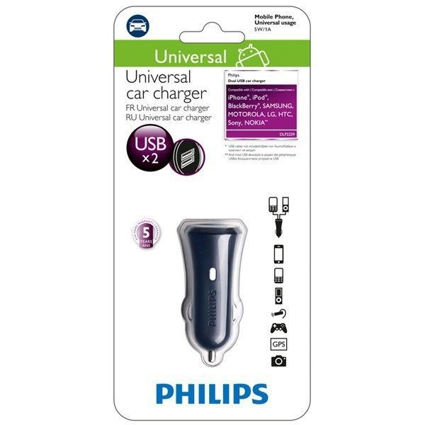 Carregador Automotivo Philips USB DLP2259/10 12V 1A, 52232 - BOX
