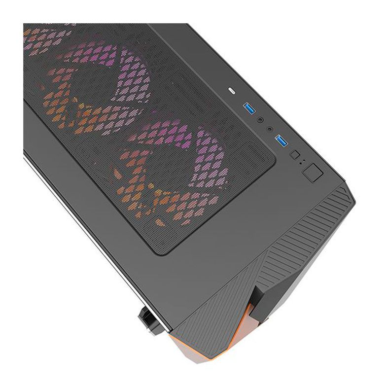 Gabinete Gamer Aigo Darkflash DLZ 31 Mesh, RGB, Lateral De Vidro, Com 4 fans, Preto e Laranja, DLZ31MESHBLACK