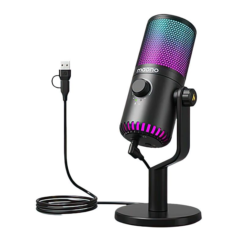 Microfone Gamer Maono DM30 RGB, USB, Preto, DM30RGB-BLK
