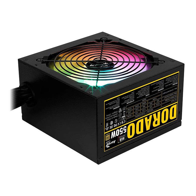 Fonte Aerocool Dorado, 550W, RGB, 80 Plus Gold, Preto, DORADO-550W