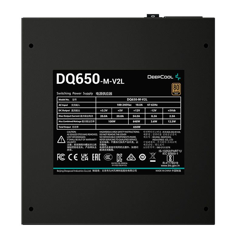 Fonte DeepCool DQ 650-M-V2L, 650W, Full-Modular, 80 Plus Gold, Preto, DP-GD-DQ650-M-V2L