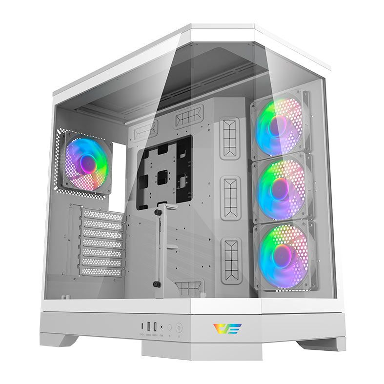 Gabinete Gamer Aigo Darkflash DQX90, ARGB, Mid-Tower, Lateral de Vidro, Com 4 Fans, Branco, DQX90-FAN-WH