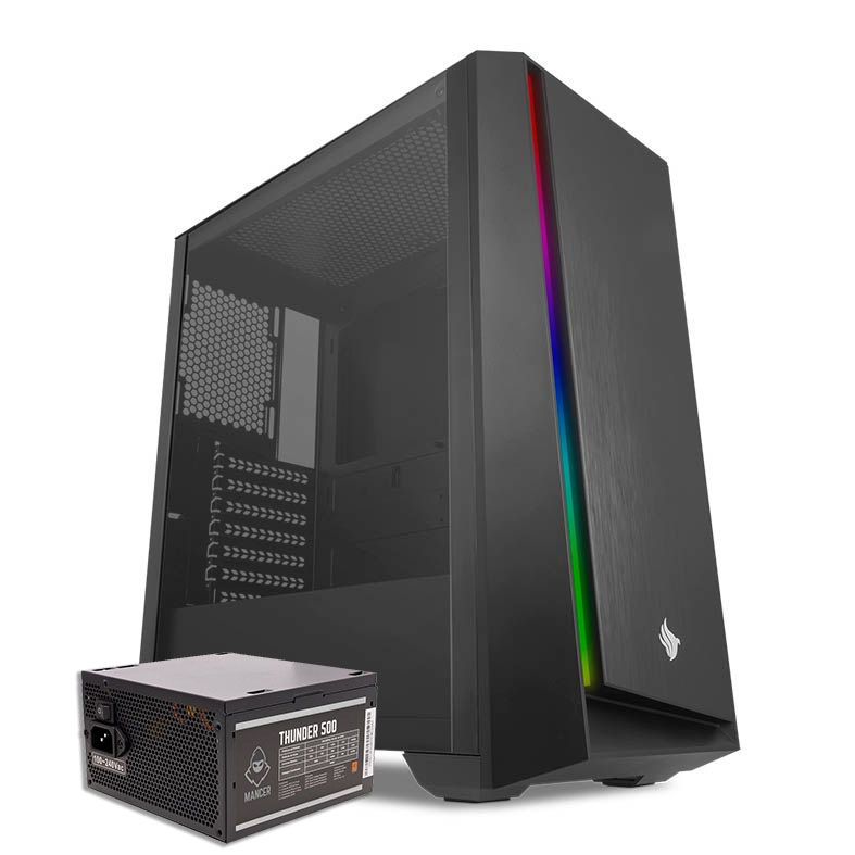Pichau Kit Upgrade, Gabinete Pichau Dragoon R LED RGB + Fonte Mancer Thunder 500W