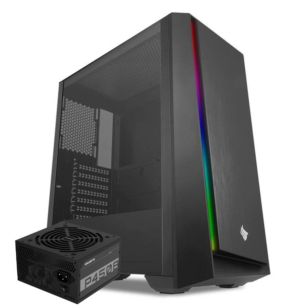 Pichau Kit Upgrade, Gabinete Pichau Dragoon R LED RGB + Fonte Gigabyte 450W