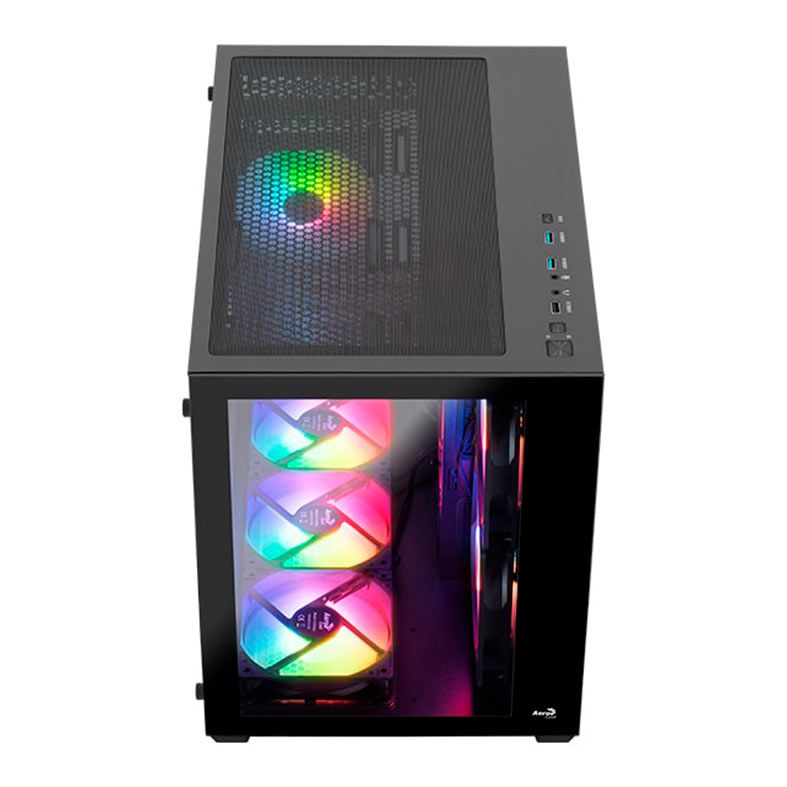 Gabinete Gamer Aerocool Dryft Mini, RGB, Mini-Tower, Lateral de Vidro, Com 6 Fans, Preto, DRYFT-MINI-G-BK-V2