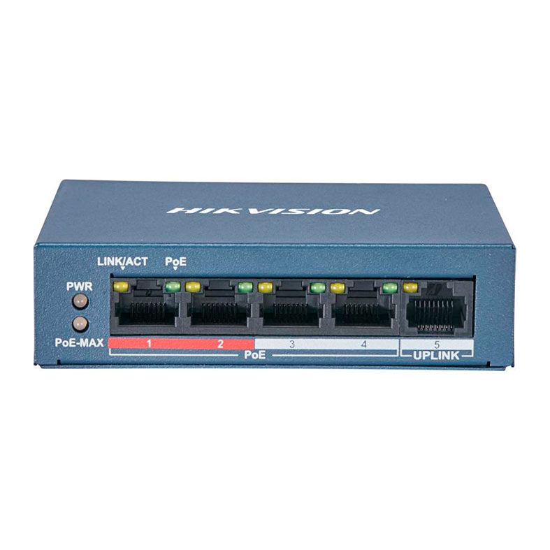 Switch Hikvision DS-3E0105P, 4 Portas PoE, 10/100, Cinza, DS-3E0105P-E-M-B