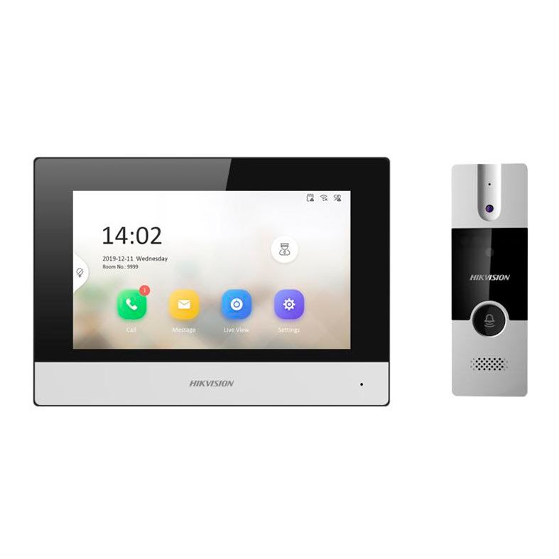 Kit Video Porteiro Hikvision, Preto e Prata, DS-KIS302-P